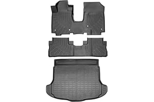 iLHOCAR for Honda CRV Floor Mats 2007-2011| All Weather Floor Liners| Full Set Front Rear Cargo Trunk Mat Rubber Carpet | Car