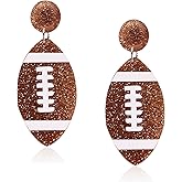 Anmpab Alloy Rhinestone Football Rugby Earrings for Women Party Jewelry Dangle Drop Stud Earrings Sparkling Sports Fan Game Day Accessories