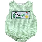 KtwHarnu Newborn Baby Boy Girl Golf Outfit Sleeveless Bubble Romper Plaid Overalls Bodysuit Jumpsuit infant Summer Clothes
