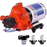 SEAFLO 33W Series 12V DC Brushless Automatic Demand Diaphragm Water Pressure Pump, 3.0 GPM, 45 PSI, Ultra Quiet Operation, Se