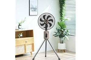 YOKEKON Oscillating Standing Fan, Outdoor Fan for Patios 37” High Floor Fan 12000mAh Rechargeable Battery Operated Pedestal Fan with Remote Light, Bedroom/Patio/Home/Camping/Travel, 8 Speeds, Timer