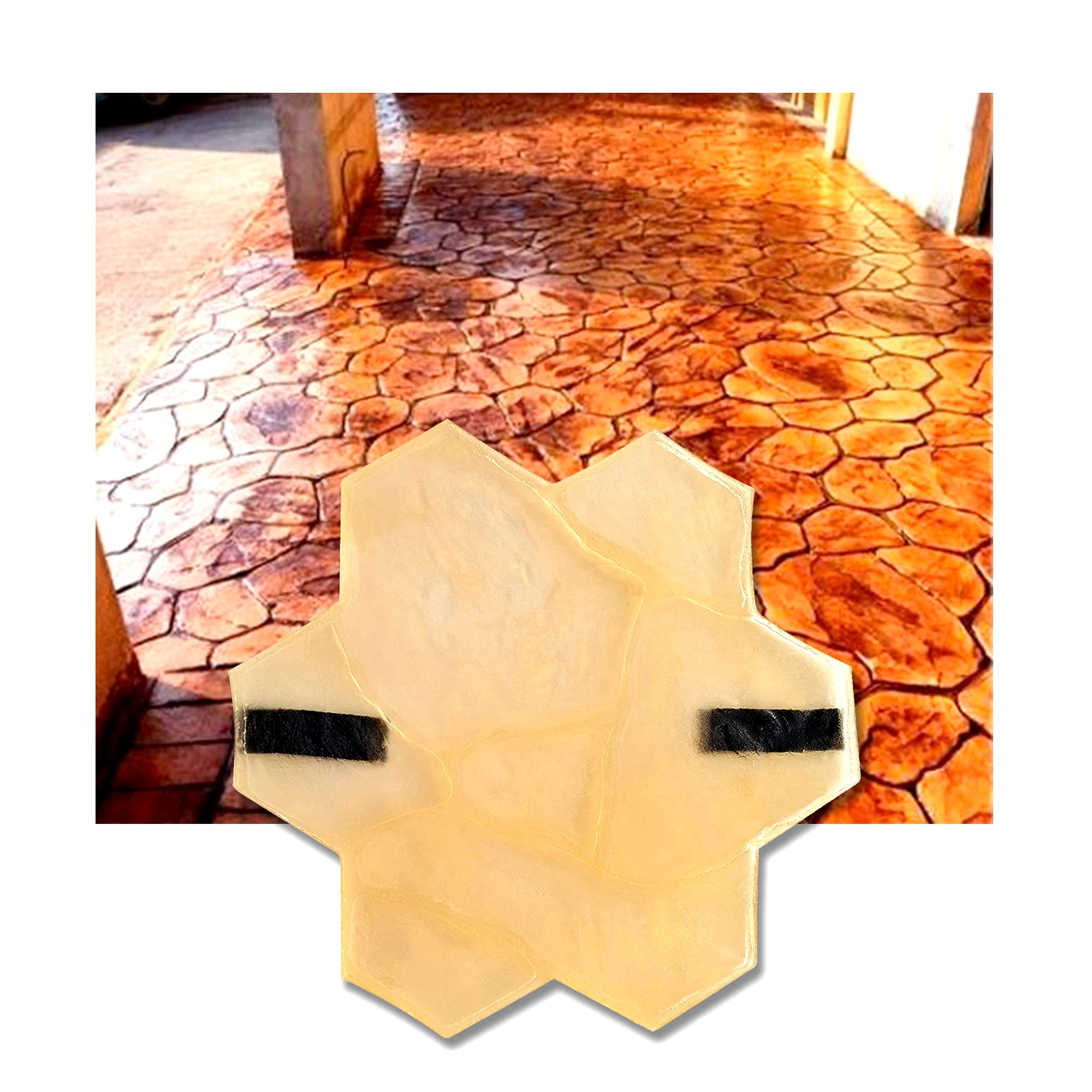 Polyurethane Mat Stamp STONE FLOWER | Texturing Pattern Decorative Concrete Cement Imprint Texture Stamping, 400 х 400 х 10 mm | 15,75'' x 15,75'' x 0,39''