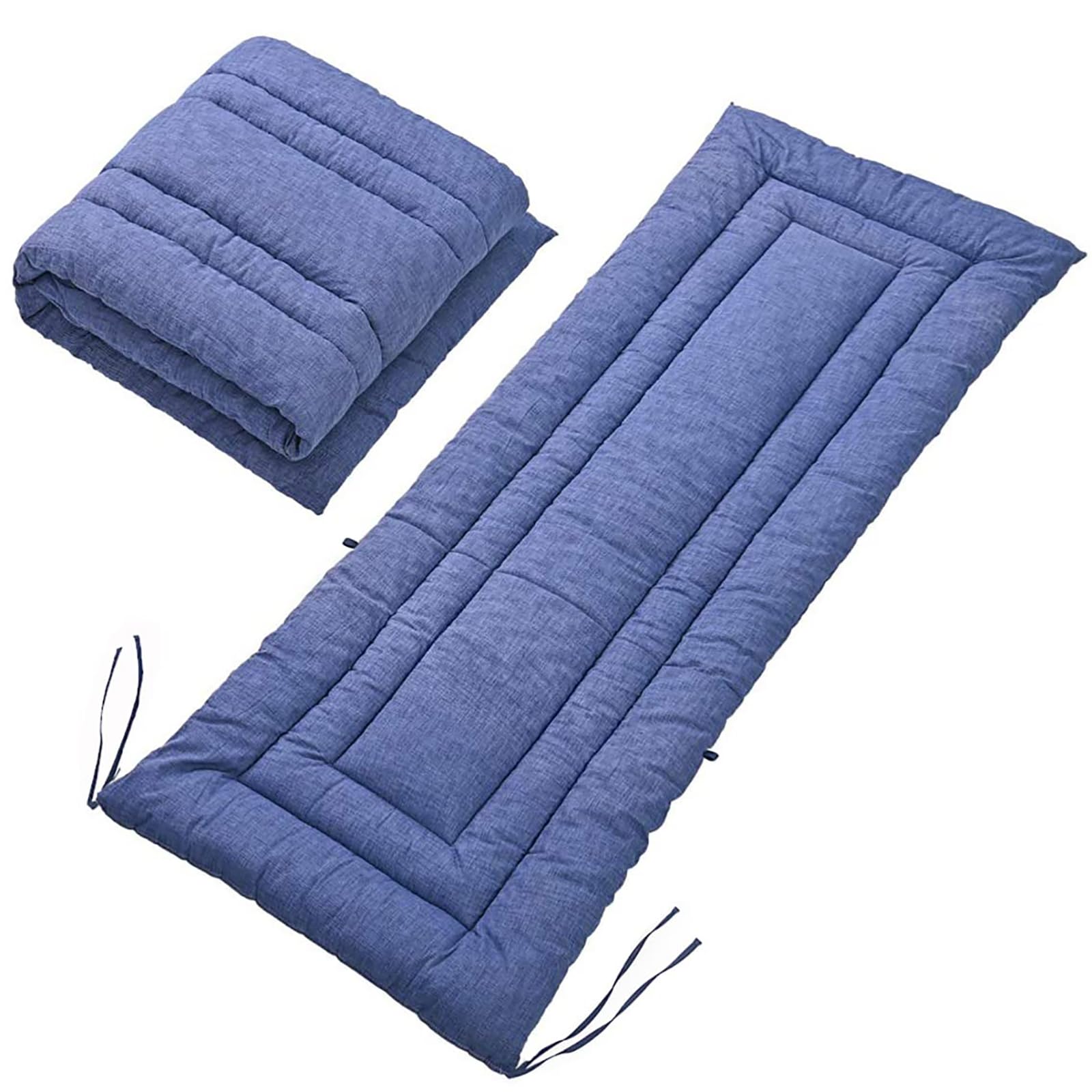 敷きふとん シングル 綿 100％側生地 しじら織り ごろ寝マット – Moriniko Natural 吸汗速乾 高反発 軽量 抗菌 防臭 防ダニ 厚手 お昼寝 うたた寝 車中泊 洗える 長座布団 70x190cm 2年品質保証（青） ブルー商品画像