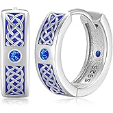 Odinstone 925 Sterling Silver Norse Viking Runes Hoop Earring Celtic Knot Earrings for Men Women Hypoallergenic Huggie Hoops Jewelry Gift