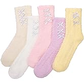 scenicamp 5 Pairs Fuzzy Socks for Women Soft Fluffy Home Sleeping Socks Winter Warm Cozy Slipper Sock