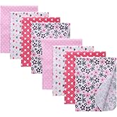 Gina Era Cotton Flannel Receiving Blankets Baby 8 Pcs, Baby Swaddle Blankets, Baby Flannel Blanket 30 X 30 Inch for Boy Girl (Style-11)