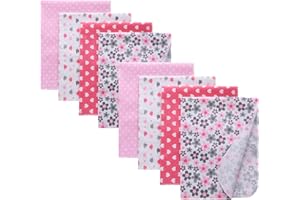 Gina Era Cotton Flannel Receiving Blankets Baby 8 Pcs, Baby Swaddle Blankets, Baby Flannel Blanket 30 X 30 Inch for Boy Girl (Style-11)