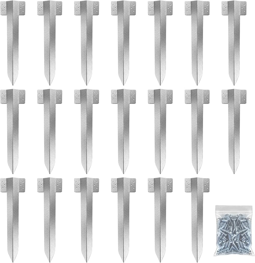 Tonhui 20 Pack Railway Sleeper Brackets Galvanised Steel Edging Stakes