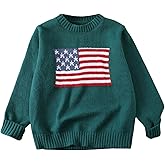 Verdusa Girl's American Flag Print Pullover Sweaters Round Neck Long Sleeve Knit Top