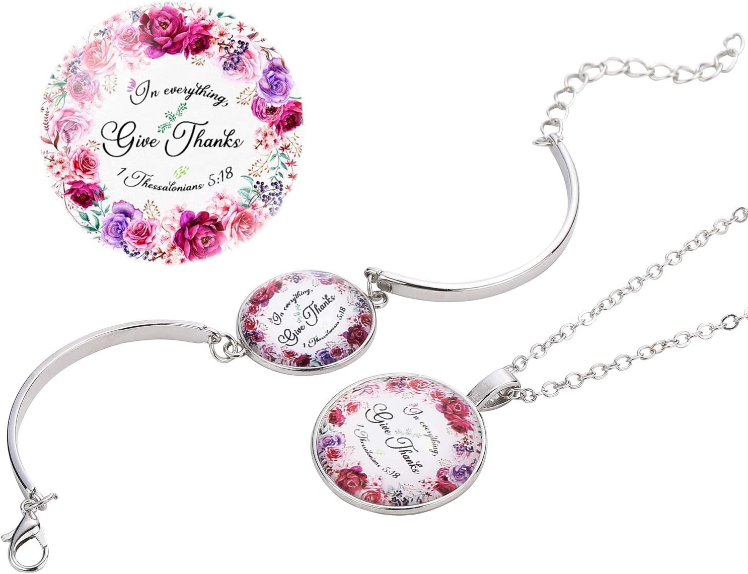 TUOKE Inspirational Bible Verse Necklace Bracelet Jewelry Sets Christian Encourage Faith Gifts
