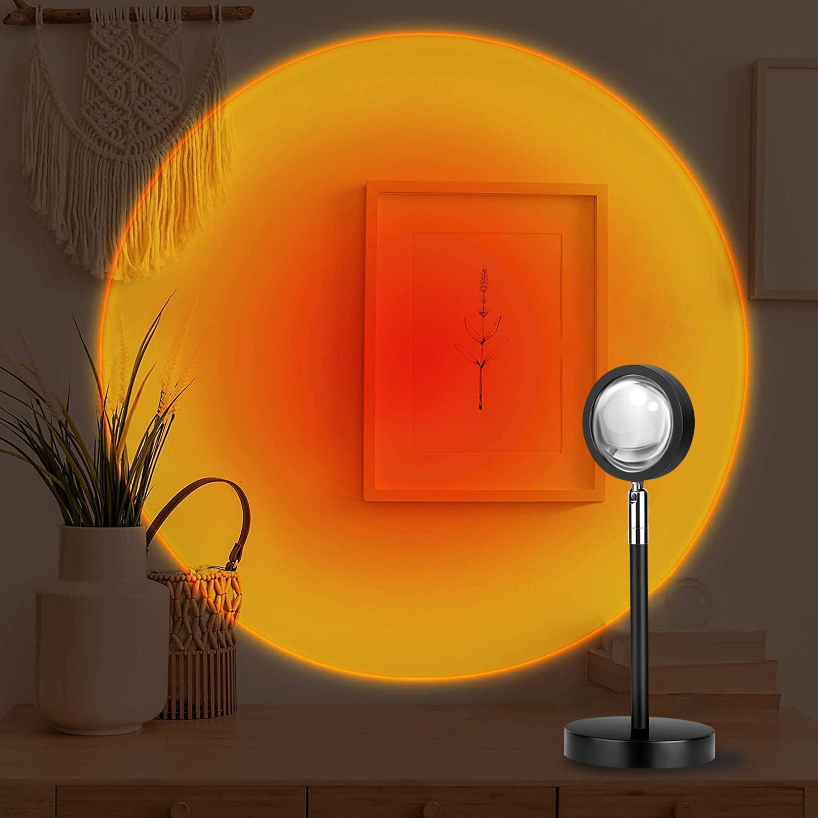 Spacenight Sunset Lamp Projector Multi-Color Multi-Mode, Dimmable, Timing, Music Rhythm, Sunset Background Wonderful Visual Impact, USB Plug and Play (Remote & APP)