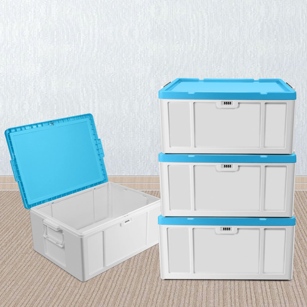 Storage Container Stackable Bins with Digit Lock ABS Safety Large Capacity 51L (cyan)