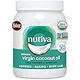 Nutiva Organic Coconut Oil 54 fl oz, Cold-Pressed, Fresh Flavor for Cooking, Natural Hair, Skin, Massage Oil and, Non-GMO, US