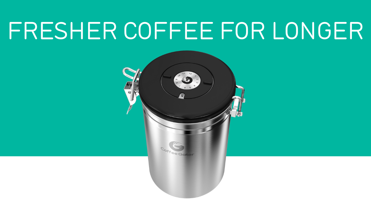 Coffee Gator Coffee Canister Stainless Steel, Airtight Coffee Storage