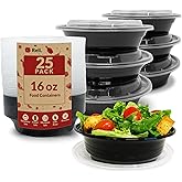 Reli. Meal Prep Container Bowls, 16 oz (25 Pack) Meal Prep Containers Reusable | Plastic Take Out Food Boxes, Microwavable Bowls with Lids | Disposable for Takeout, To Go, Leftover