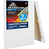 PHOENIX 18x24 Inch 2 Pack Artist Canvas - Large Stretched Canvases for Painting - 3/4 Inch Profile, 100% Cotton 11 Oz. Gesso Primed White Blank Professional Canvas Oil & Acrylic Paints