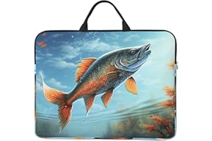 360° Protective Laptop Sleeve 14 Inch Safflower Flying Fish Laptop Case with Handle Shockproof Computer Bag Waterproof Briefc