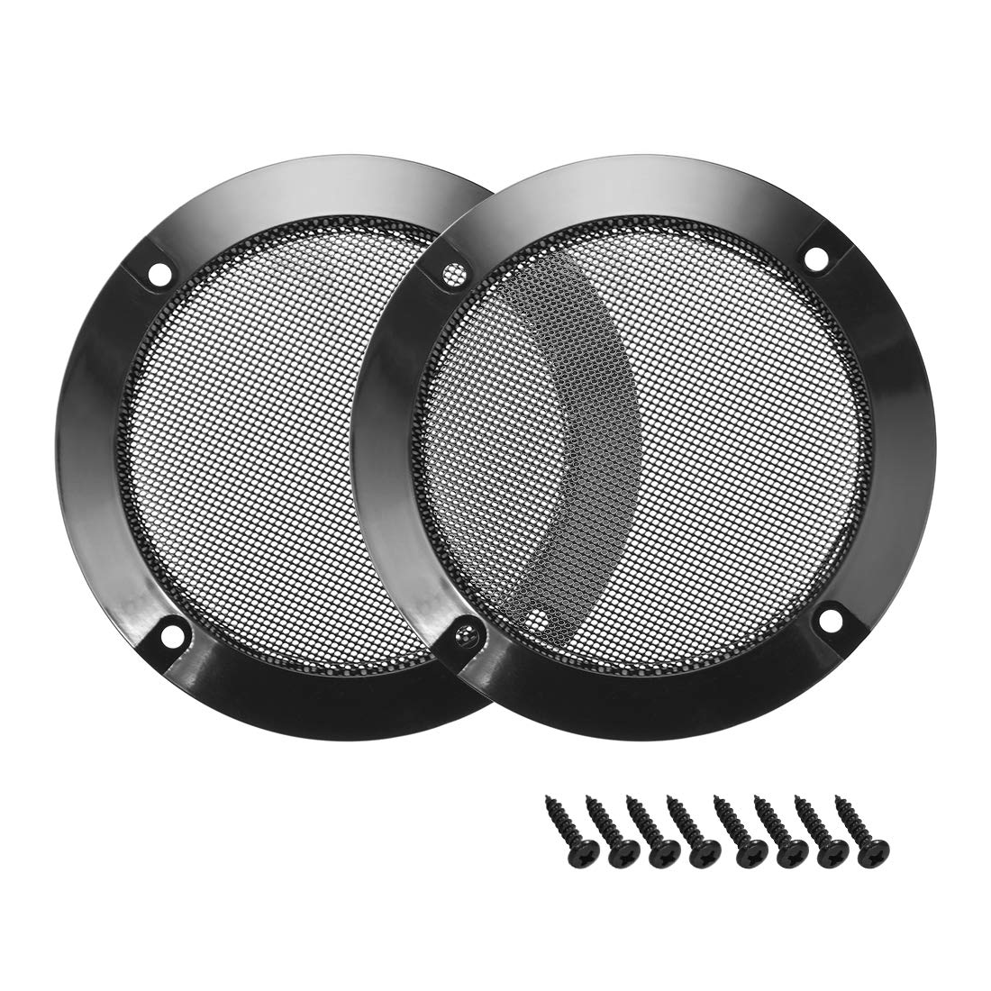 sourcing map 2pcs 3" Speaker Grill Mesh Decorative Circle Woofer Guard Protector Cover Audio Accessories Black