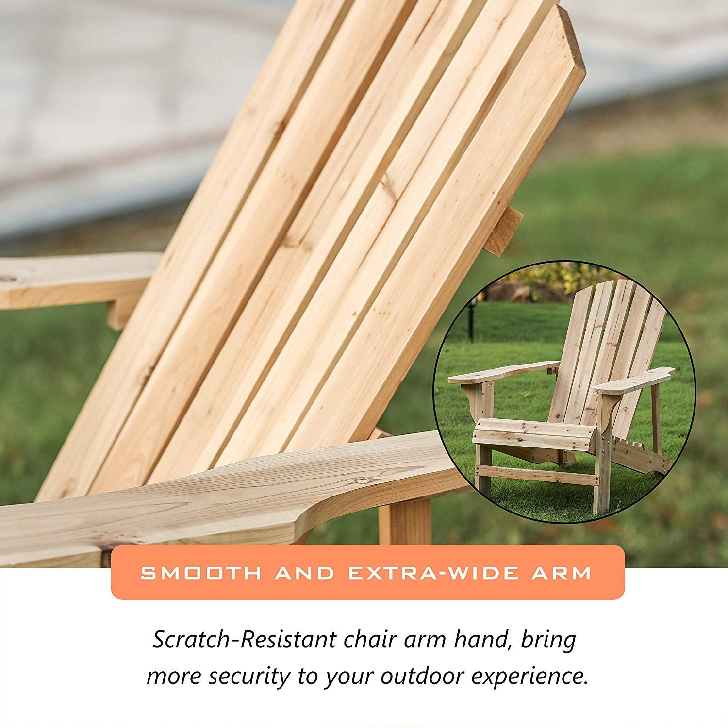 LOKATSE HOME Outdoor Wooden Adirondack Chairs Natural for Yard, Patio, Garden, Lawn: Garden & Outdoor