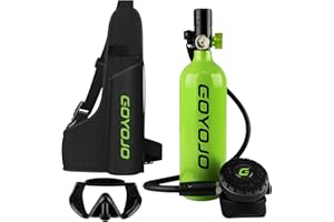 GOYOJO 1L Mini Scuba Tank with Mask – DOT Certified Portable Diving Air Tank, 3000 PSI Max Pressure, Pony Bottle Underwater Breathing Device for Snorkeling & Scuba Diving