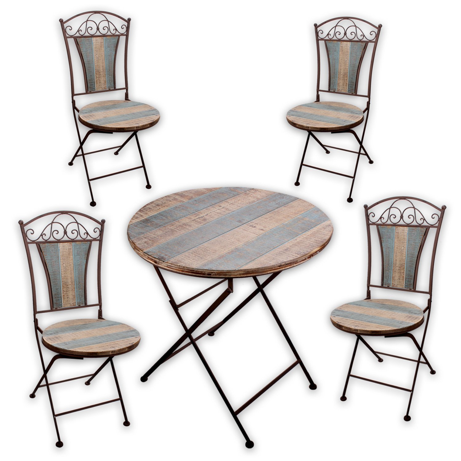 Gartenmöbel SET - 1x Tisch 4x Stuhl Nostalgica II in Rostoptik für