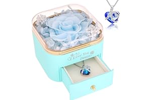 FCAYLO Mom for Women Birthday Gifts Preserved Real Purple Rose with Necklace Eternal Roses Forever Flowers Mothers Day Rose Gifts for Mom from Daughter Wife Sister Grandma