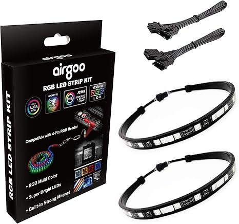 tira de luz led rgb de pc carcasa de silicona negra iluminacion magnetica para pc 2 tiras de 42 ledes para cabezal led rgb de 12 v 4 pines para