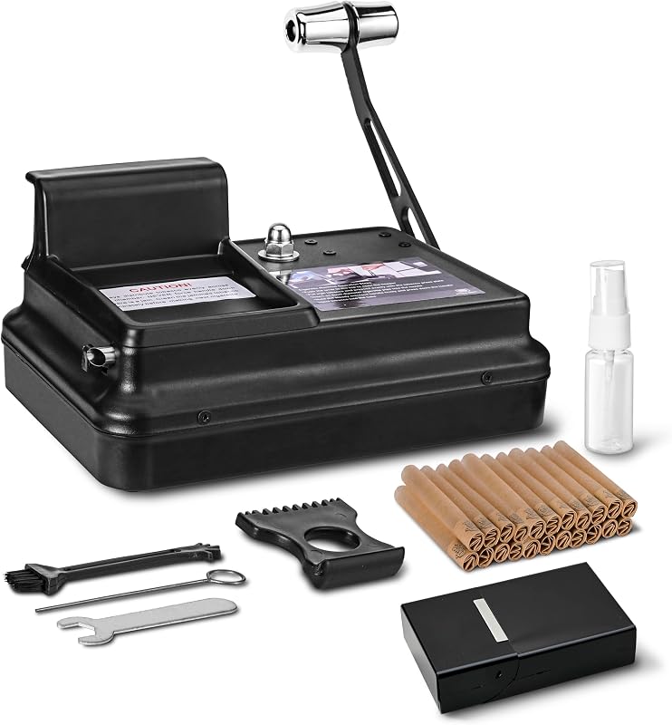 Machine à rouler les cigarettes + étui à cigarettes + 20 tubes filtrants non blanchis - injecteur de tabac manuel pour tubes de 8 mm de diamètre, complet avec accessoires roulants