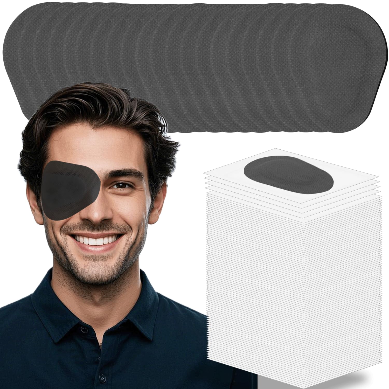 Photo 1 of 100 Pcs Adhesive Eye Patches for Adults, Medical Eye Patch Disposable Breathable Eyepatch for Amblyopia Lazy Eye Latex Free Adhesive Bandages for Adults, Large Size 3.54×2.76 inches Black