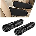 nodteem 2 PCS Car Front Seat Armrest Protective Cover, Elastic Linen Tightly Fitting All-Inclusive Armrest Anti-Scratch Wear-Resistant Cover, Decorative Accessories, Suitable for Cars, Vans (Black)