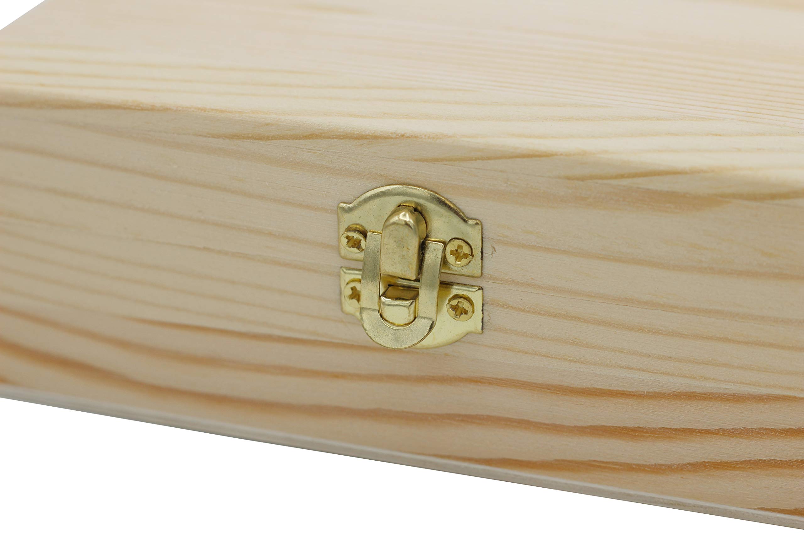 Creative Hobbies Unfinished Wood Craft Box – Light Unfinished Wood with Clasp – Make Your Own Gift Box, Jewelry Box, Photo Box - Decorate with Paint, Ribbon, Decoupage and More – 6