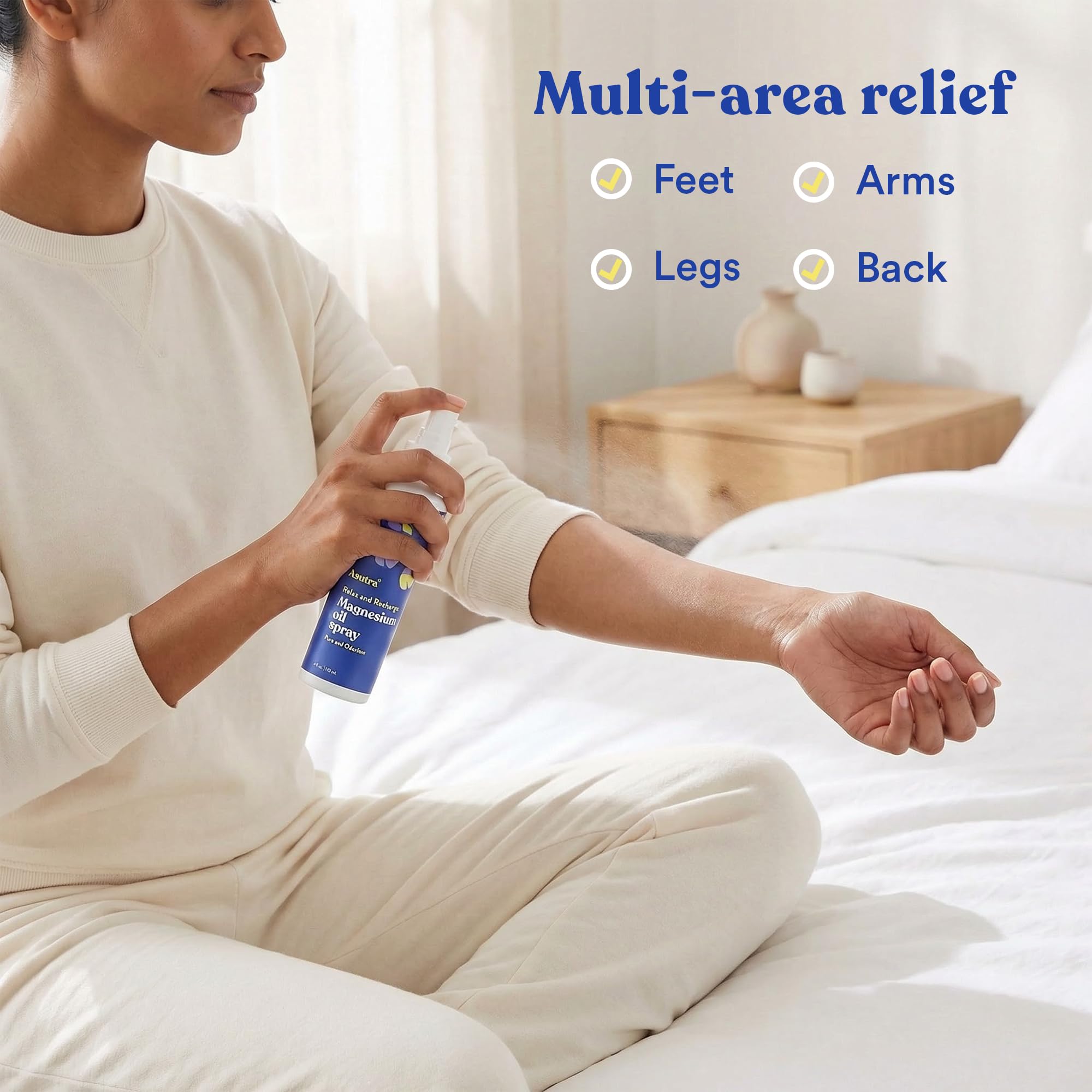 ASUTRA Magnesium Oil Spray, 4 fl oz - Magnesium Spray for Leg Cramps, Pain Relief Derived from Zechstein Seabed