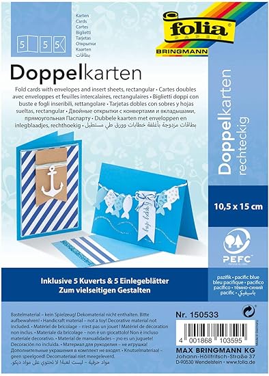 Biglietti Doppi Ca 10 5 X 15 Cm 5 Biglietti 2 G Mq Buste E Inserti Pacifico Ideale Per Inviti Biglietti Di Auguri O Biglietti Di Auguri Amazon It Casa E Cucina