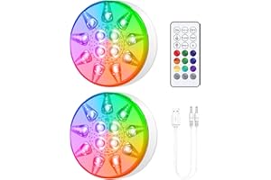 Submersible Led Pool Lights - 2 Pack, Rechargeable, 16 Color Modes, Remote Control, Waterproof Floating Lights, 3.3 in