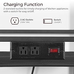 MAHANCRIS Bakers Rack with Power Outlet, Microwave