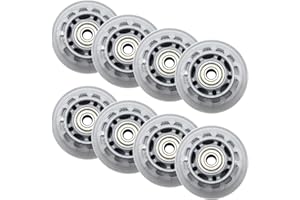 Inline Skate Wheels 76mm, Clear Roller Blade Replacement Wheels with Bearings for Skate, Office Chairs, Luggage (8 Pack)