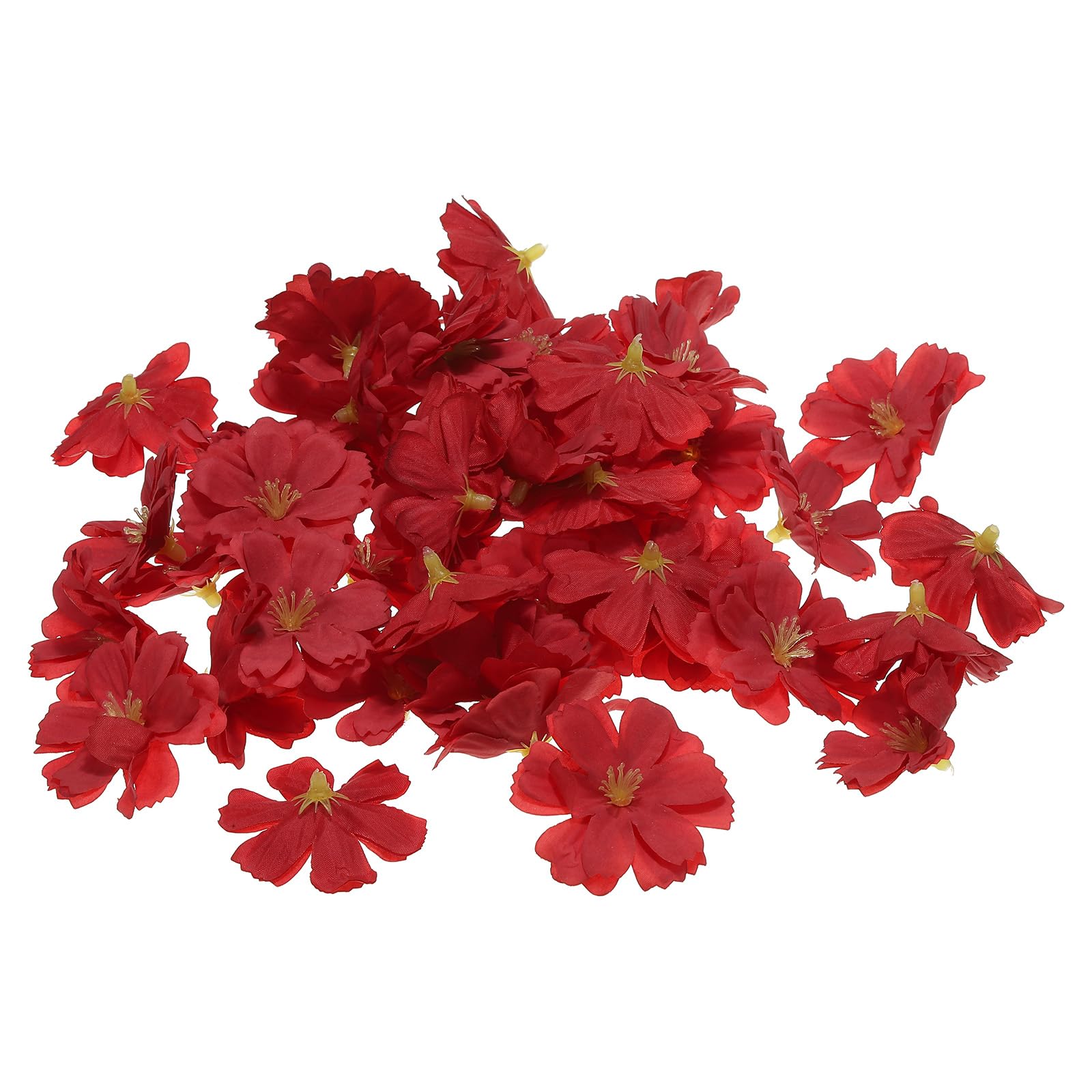 PATIKIL 1.77" Artificial Plum Blossom Flower Heads, 50 Pack Silk Plum Blossom Fake Flowers Heads for Wedding Floral Bouquet Decoration DIY Craft Making, Red