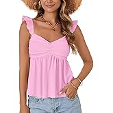 LYANER Women's Peplum Tops Summer Tank Camisole Tops Dressy Casual Ruffle Strap Sleeveless Babydoll Tank Top