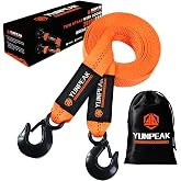 YUNPEAK 2"x20ft Tow Strap with Hooks 20,000lb Heavy Duty Recovery Tow Strap | Tow Straps Heavy Duty With Hooks, Car Tow Strap for UTV, ATV, Truck