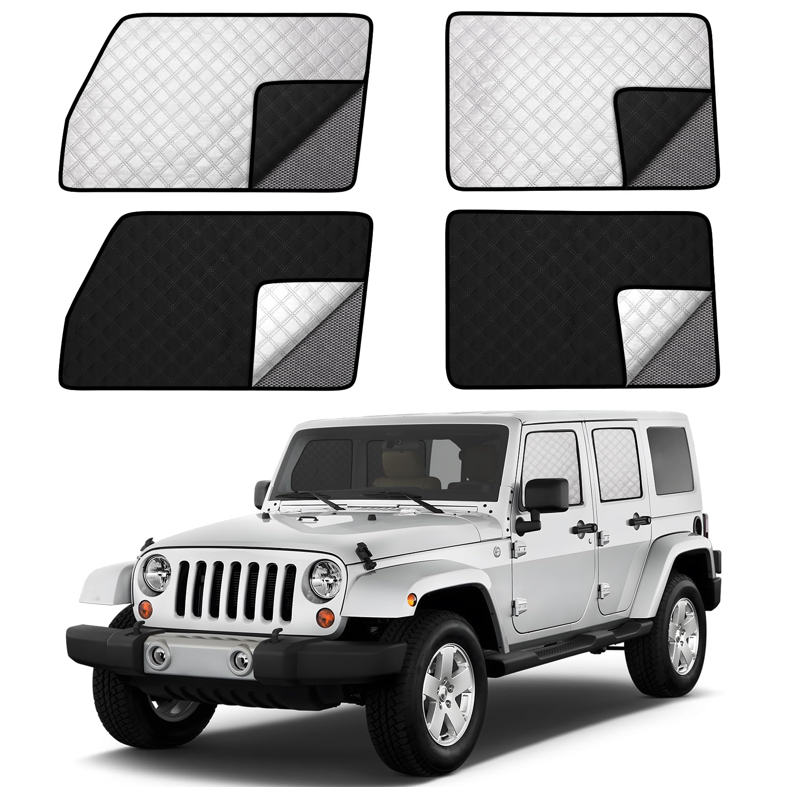 Jeep Rear Window Shade ZATOOTO Jeep Wrangler Window Shades 2007-2018 JL JK, Double Layer Side ...