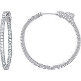 Sterling Silver Womens Cubic-Zirconia Single Row Endless Hoop Earrings