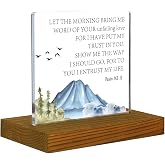 Psalm 143:8 Sign, Let The Morning Bring Me Word Of Your Unfailing Love, Bible Verse Sign, Christian Quote Plaque Scripture, Acrylic Desk Decor Sign with Wood Stand - FSA080