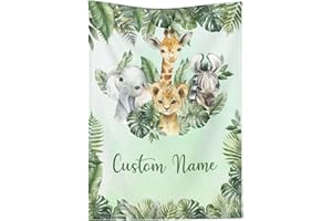 Personalized Baby Blanket for Boys Girls Safari Custom Baby Blanket with Name for Newborn Toddler Kids Unique Gifts for New M