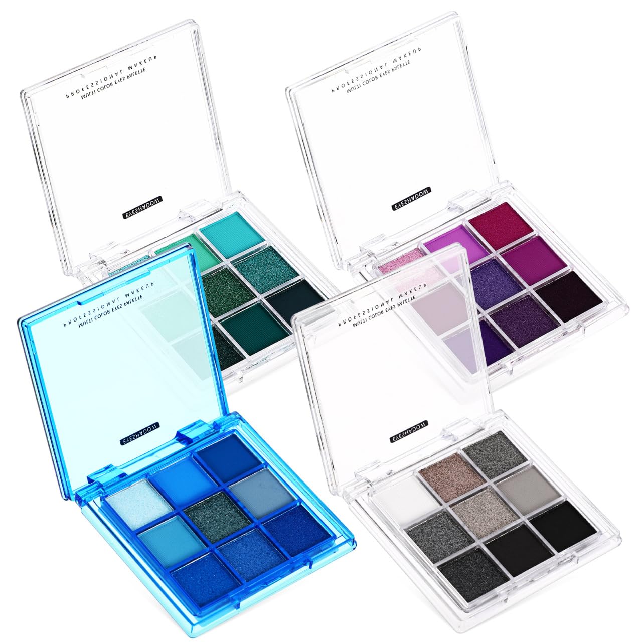 Healeved 4 Pcs Eyeshadow Palettes,Highly Pigmented Makeup Palette,Eye Shadow Pallets for Women,Includes Smokey, Blue, Purple, and Green Shades