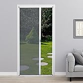 MaKefeile No-Drilling Retractable Screen Door, Folding Sliding Screen Doors with Aluminum Frame for Patio French Front Door Bedroom kitchen, Custom Screen for Single/Double Door, Customize Size, White
