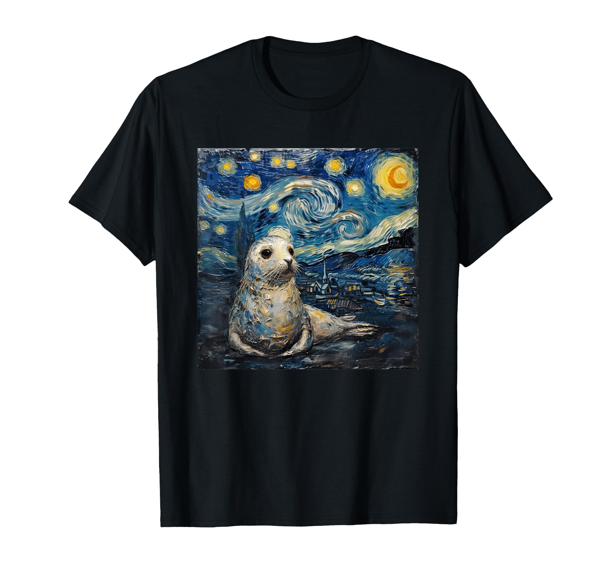 Photo 1 of ****STOCK PHOTO SIMILAR TO ITEM****
Seal Sea Lion Van Gogh Style Starry Night T-Shirt (Size Unknown)
