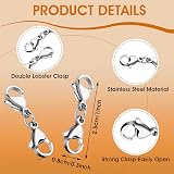 Grevosea 4 Double Lobster Clasp Extender, Stainless Steel Jewelry Connectors view 2