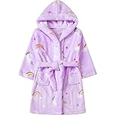 Umeyda Boys Girls Robes, Soft Fuzzy Fleece Hooded Bathrobes with Belt and Pockets for Kids, 1-18 Year