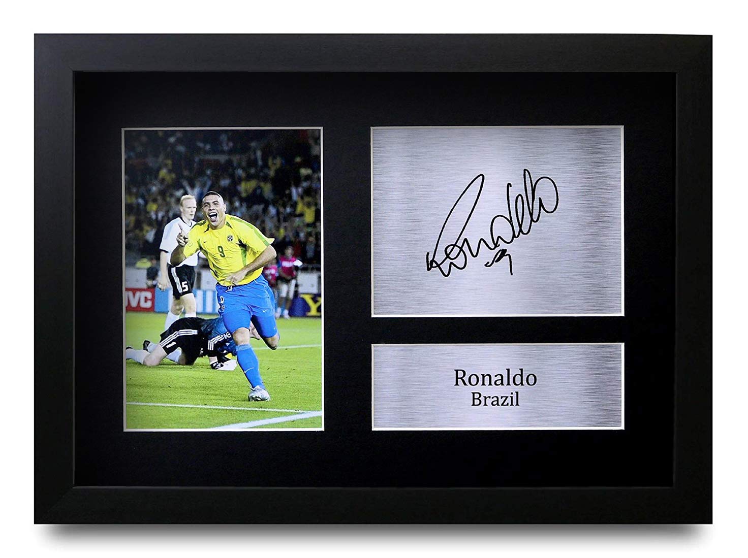 HWC Trading FR Ronaldo Gift Signed FRAMED A4 Printed Autograph Brazil Gifts Photo Display