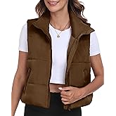 Memorose Puffer Vest for Women Winter Outwear Jacket Cropped Sleeveless Lightweight Fashion Fall Coat with Pockets